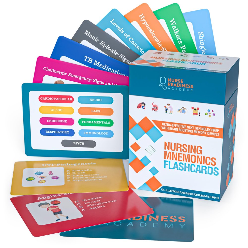 Nurse Readiness Academy Nursing Mnemonics Flashcards: 101+ Illustrated Flashcards for Nursing Students with Proven Memory Devices to Crush Nursing School and Ace The Next Gen NCLEX
