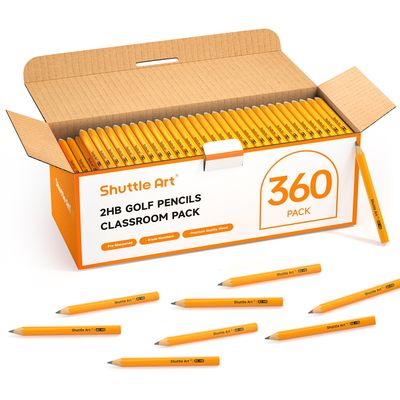 Shuttle Art 360 Pack #2 HB Golf Pencils, Wood-cased 3.5 Mini Pencils Bulk, Pre-sharpened Small Pencil for Kids Teachers Writing Marking Sketching, Classroom Essentials, Back to School Supplies