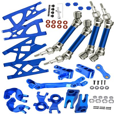 Rcarmumb Upgrades Part for 1/10 Granite/Senton 4x4 3S Blx & Mega 550,Alloy Front Rear CVD & Steering Set & Suspension Arms & Steering Blocks Caster Blocks C-Hubs Stub,Navy Blue