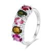 Kemstone Stunning Natural Tourmaline Sterling Silver Ring Colorful Gems Rings for Women (9) view 1
