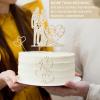 Spiareal 4 Pcs Wedding Cake Topper Mr and Mrs Rhinestone Bride and Groom Love Cake Topper Metal Crystal Heart Shaped Happy Engagement Anniversary Funny Diamond Party Decor for Bridal Shower(Gold) view 4