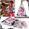 152 Pcs Cow Party Favors Supplies Include Cow Drawstring Goodie Bag Silicone Bracelets Cow Keychain Cow Stickers Spiral Notepads Bulk Inflatable Headbands Button Pin Pens Cow Print Notebook for Kid view 4