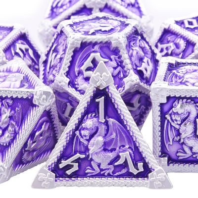 AUSTOR 7-Die Metal DND Dice Set Dungeons and Dragons Polyhedral Roll Playing Dice with Box D20 D12 D10 D% D8 D6 D4 for Pathfinder MTG RPG Board Games