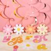 26 PCS Groovy Party Banners Boho Happy Birthday Decorations Daisy Flower Hanging Swirls Retro Hippie Ceiling Streamers for Two Groovy Retro Party Supplies view 3