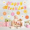 26 PCS Groovy Party Banners Boho Happy Birthday Decorations Daisy Flower Hanging Swirls Retro Hippie Ceiling Streamers for Two Groovy Retro Party Supplies view 4