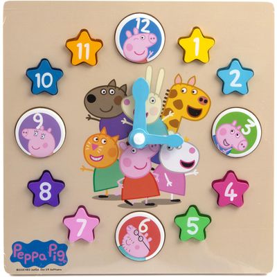 murrayshealthandbeauty Peppa Pig Wooden Learning Clock - Toy Wood, Ages 3+