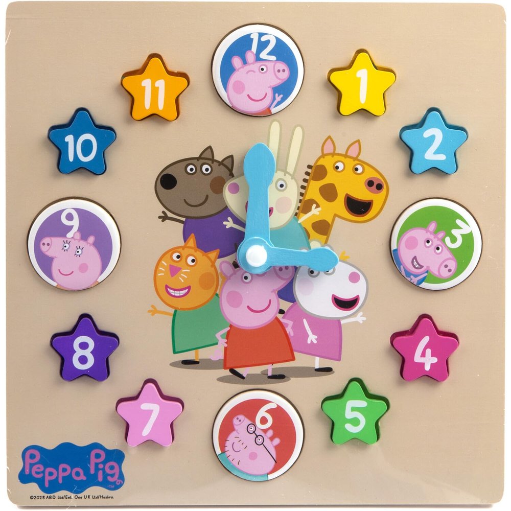murrayshealthandbeauty Peppa Pig Wooden Learning Clock - Toy Wood, Ages 3+