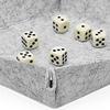 Cyber-Deals Dice Rolling Tray Portable Folding Grey Felt Mat + (6) Pip Dot Dice with Velvet Pouch Bundle Set (15mm Light Ivory, Rounded) view 2