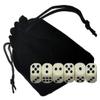 Cyber-Deals Dice Rolling Tray Portable Folding Grey Felt Mat + (6) Pip Dot Dice with Velvet Pouch Bundle Set (15mm Light Ivory, Rounded) view 3