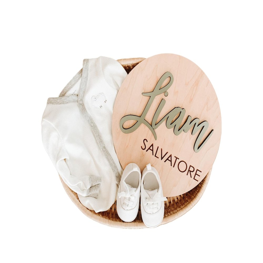 Personalized Baby Name Disc, Newborn Name Announcement (4 Inches)