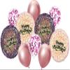 10 Piece Happy Birthday Pink and Gold Foil Balloon Bouquet view 1