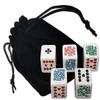 Cyber-Deals Dice Rolling Tray Portable Folding Felt Mat + (5) Poker Dice with Velvet Pouch Bundle Set [Black Tray, White Dice (Clubs Ace, Squared)] view 3