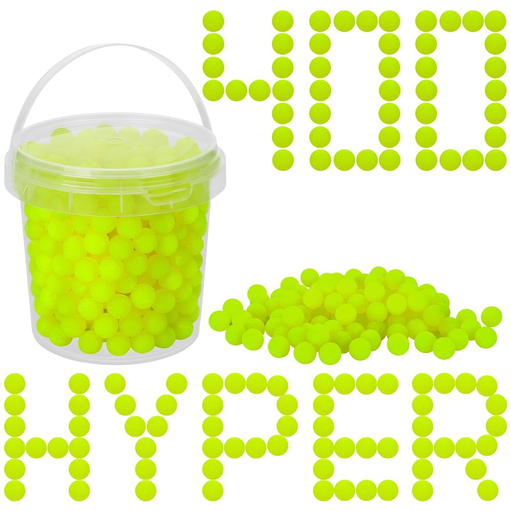 PokiiuLK 400 Refill Balls Ammo for Nerf Hyper Gun, 0.55 in Hyper Gun Balls with Portable Storage Bucket (Yellow), Hyper Rounds