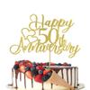 Crseniny 50th Anniversary Cake TopperCompany 50 Anniversary Party Decorations,50th Birthday/Wedding Anniversary/Golden Wedding Party Decorating supplies Gold Glitter view 1