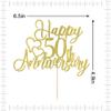 Crseniny 50th Anniversary Cake TopperCompany 50 Anniversary Party Decorations,50th Birthday/Wedding Anniversary/Golden Wedding Party Decorating supplies Gold Glitter view 2