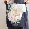 Custom Watercolor Moon Flower Storage Basket with Handles Personalized Name Waterproof Collapsible Laundry Baskets for Clothes view 2