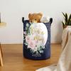 Custom Watercolor Moon Flower Storage Basket with Handles Personalized Name Waterproof Collapsible Laundry Baskets for Clothes view 3