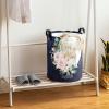 Custom Watercolor Moon Flower Storage Basket with Handles Personalized Name Waterproof Collapsible Laundry Baskets for Clothes view 4