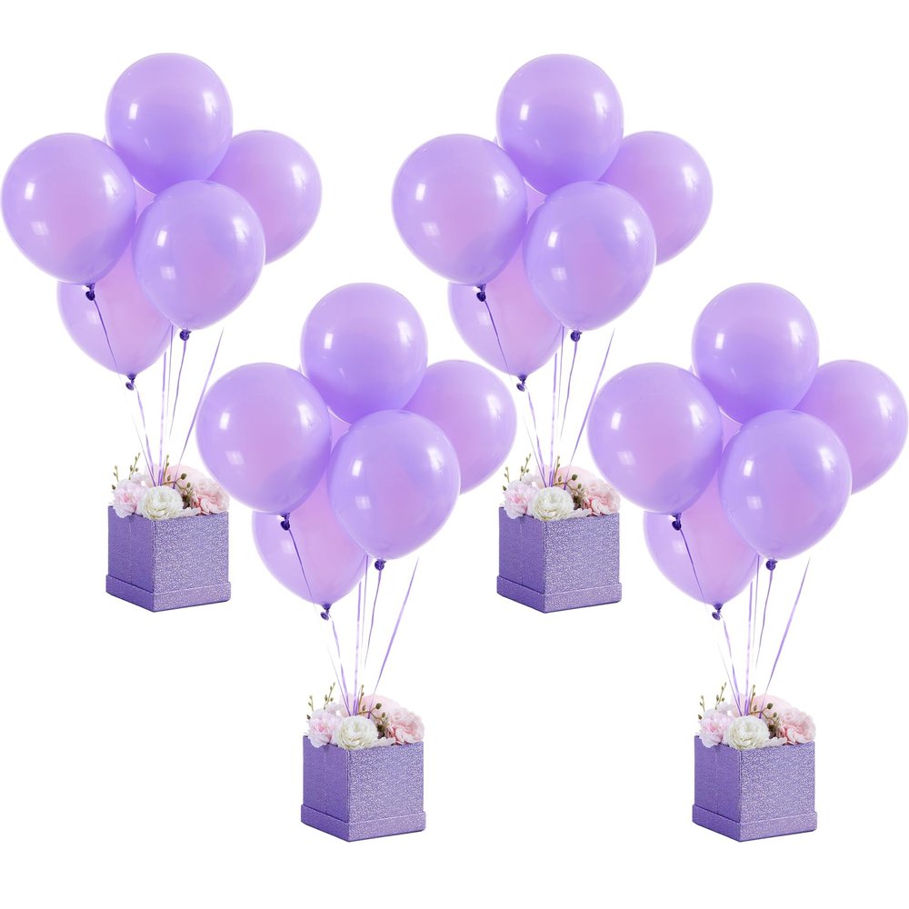 4 Set Purple Hot Air Balloons Table Centerpieces for Hot Air Balloon Themed Baby Shower Decorations for Girls Birthday Party Wedding Table Decorations(Without Flowers)