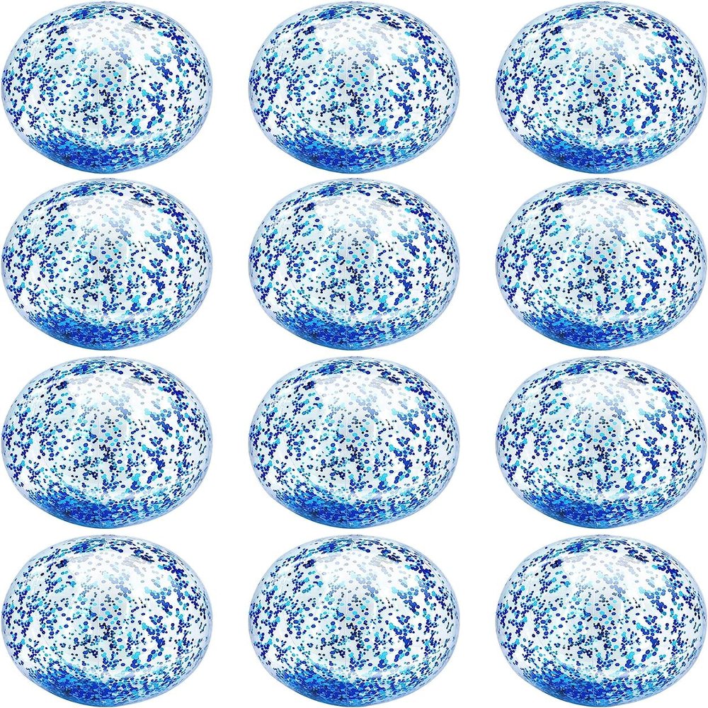 12 Pack Inflatable Beach Balls Bulk 16" Glitters Pool Toys Balls for Pool, Beach, Summer Pool Party - Swimming Pool Game Water Beach Toys Christmas Party Favor Decoration Summer Blow Up Beach Ball