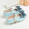 CsgrFagr Children Shoes with Single Shoes Fashion Leather Shoes Versatile Bow Small Leather Shoes Single Shoes (Blue, 1 Big Kids) view 3