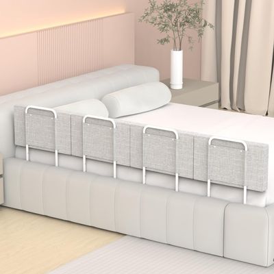 OCBAiLi Bed Rail, Bed Rail for Toddlers, Kid, 78.7 Inch Bed Side Rails Safety for Queen, King, Full, Twin, Bunk, Dorm Beds to Prevent Falls, Bed Barrier for Dogs, Easy Installation (Gray, 4 Packs)