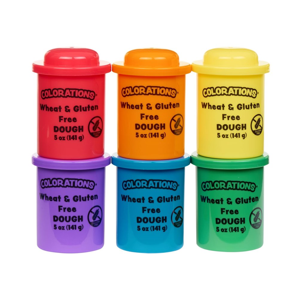 Colorations Wheat & Gluten Free Classic Dough - 6 Colors (5oz Each) | Non-Toxic, Play Dough, Bulk Set, Sensory Kit, Party Favors, Classroom Pack