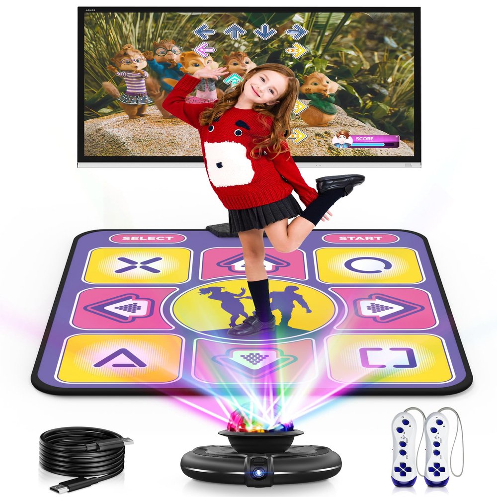 Acelufly Eletrionic Dance Mat for TV with HD Camera, Non-Slip Dance Pad for Girls Boys, Dance Game Mat Xmas B-Day Gifts for Kids Adults (Purple)