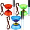 Lenwen 15 Pieces Chinese Yoyo Diabolo Set Includes 3 5 Inch Colorful Five Bearings Diabolo Balls with 6 Alloy Chinese Yoyo Sticks 6 String for Beginners, Red Green Blue view 1