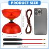 Lenwen 15 Pieces Chinese Yoyo Diabolo Set Includes 3 5 Inch Colorful Five Bearings Diabolo Balls with 6 Alloy Chinese Yoyo Sticks 6 String for Beginners, Red Green Blue view 2