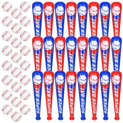 durony 24 Sets Inflatable Baseball Bats and Foam Baseball Sports Stress Ball Sports Party Decorations for Baseball Party Supplies Sports Theme Favors