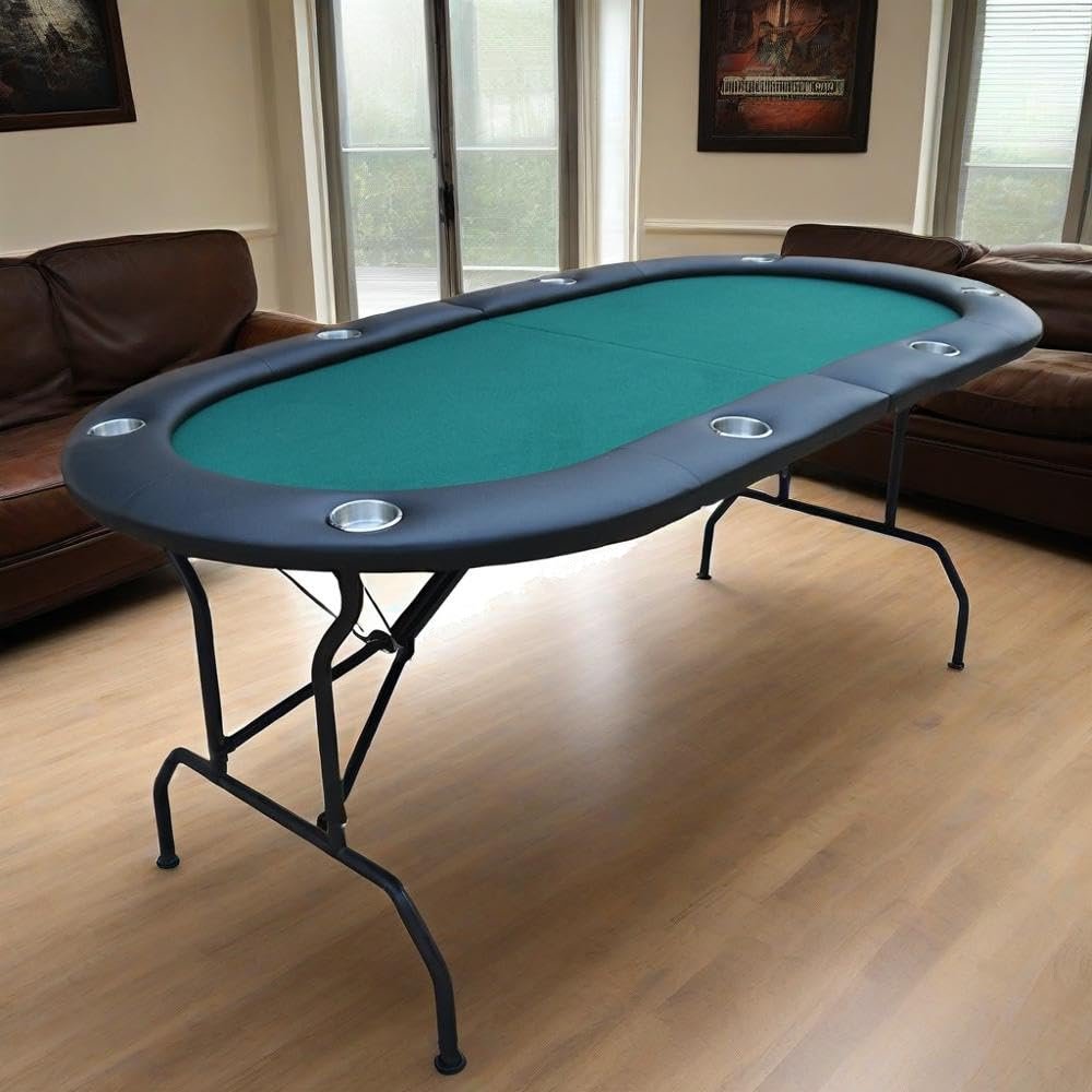INO Design Foldable Poker Table for 8 Players 73" Light Series with Cup Holders, Green