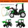 Kidsera 24V Ride on Tractor with Front Loader, Ride On Excavator with 24volt Dual Motors 4-Gearbox Metal Frame Kids Electric Vehicles 24V Power Wheels 24v Ride on Toys for Big Kids (Green) view 3