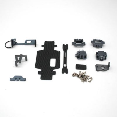 Carbon Chassis Second Floor Metal Servo Mount Gear Box Motor Base Set, 5 Colors Available, for WLtoys P929 P939 K969 K979 K989 K999 284131 1/28 RC Car Modification Spare Parts (Grey)