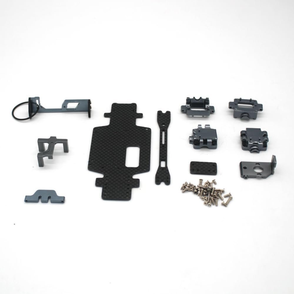 Carbon Chassis Second Floor Metal Servo Mount Gear Box Motor Base Set, 5 Colors Available, for WLtoys P929 P939 K969 K979 K989 K999 284131 1/28 RC Car Modification Spare Parts (Grey)