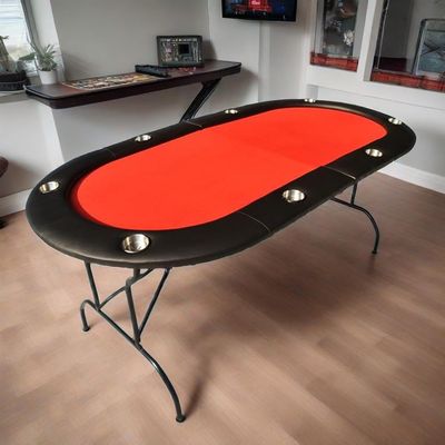 INO Design Foldable Poker Table for 8 Players 73" Light Series with Cup Holders, Red