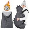 Orzbow Baby Carrier Cover Winter, Universal Baby Carrier Rain and Wind Cover with Pockets, Detachable Hood and Storage Bag, Waterproof & Windproof, Dark Grey Dinosaur view 1