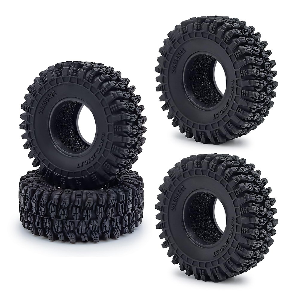 Zolikar 4PCS RC 1.0 Tires Foam Insert Soft Rubber 1.0" Wheel Tires 58MM for 1/18 TRX4M Upgrades 1/24 SCX24