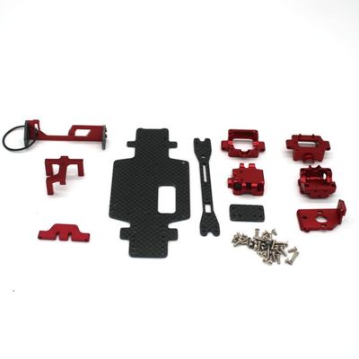 Carbon Chassis Second Floor Metal Servo Mount Gear Box Motor Base Set, 5 Colors Available, for WLtoys P929 P939 K969 K979 K989 K999 284131 1/28 RC Car Modification Spare Parts (red)