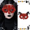 Soochat Devil Mask Demon Mask Scary Half Face Mask for Cosplay Halloween Masquerade Costume Party Accessories view 3
