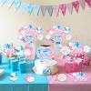 Balterever 24PCS Baseball or Bows Gender Reveal Centerpieces Sticks Baseball and Bows Gender Reveal Party Supplies Pink and Blue Baseball Table Centerpiece for Boys or Girls view 2