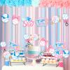 Balterever 24PCS Baseball or Bows Gender Reveal Centerpieces Sticks Baseball and Bows Gender Reveal Party Supplies Pink and Blue Baseball Table Centerpiece for Boys or Girls view 3