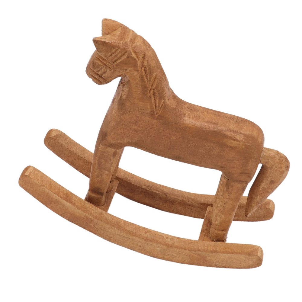 Obetuens Wooden Rocking Horse Toy for Kids ncient Lucky H nd C rved Troj n Horse T ble Decor Tion for Home H ll Office Bedroom