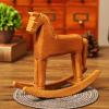 Obetuens Wooden Rocking Horse Toy for Kids ncient Lucky H nd C rved Troj n Horse T ble Decor Tion for Home H ll Office Bedroom view 4