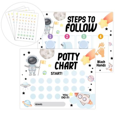 HOUSPEAK Astronaut Potty Reward Sticker Chart for Toddlers Boys Girls, 10 Sheets Training Chart with 216 Stickers, Toilet Time for Kids School Teaching or Home Training