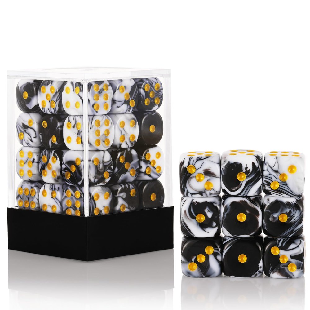 36 of Pack 12MM 6 Sided MINI Dice Set,Two Colours D6 Game Dice Set, 6 Sided Standard Dices for Yahtzee, Bunco or Teaching Math,with Portable Plastic Box(White+Black)
