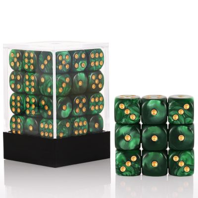 36 of Pack 12MM 6 Sided MINI Dice Set,Pearl Pattern Game Dice Set, 6 Sided Standard Dices for Yahtzee, Bunco or Teaching Math,with Portable Plastic Box(Green Pearl)