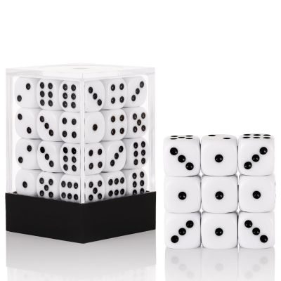 36 of Pack 12MM 6 Sided MINI Dice Set,Solid White Game Dice Set, 6 Sided Standard Colored Dices for Tenzi, Bunco or Teaching Math,with Portable Plastic Box(White)