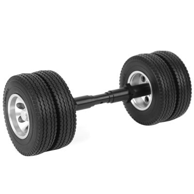Qiilu Rear Axle Tire Rc Tire Black Rubber Aluminum Alloy Rear Axle Tire DIY Rc Part Sory Fit for Tractor Trailer 1 14 Rc Car Model