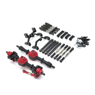 Metal Upgrade Front and Rear Axle Assembly Tie Rod Shock Absorber Kit for MN 1/12 D90 D91 D96 MN98 MN99S MN45 RC Car Parts (Black)